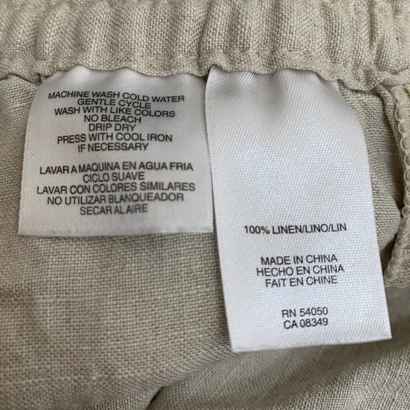 Jones New York Sport Pants Womens 8 Tan Elastic Waist Straight Leg Linen - Picture 5 of 7